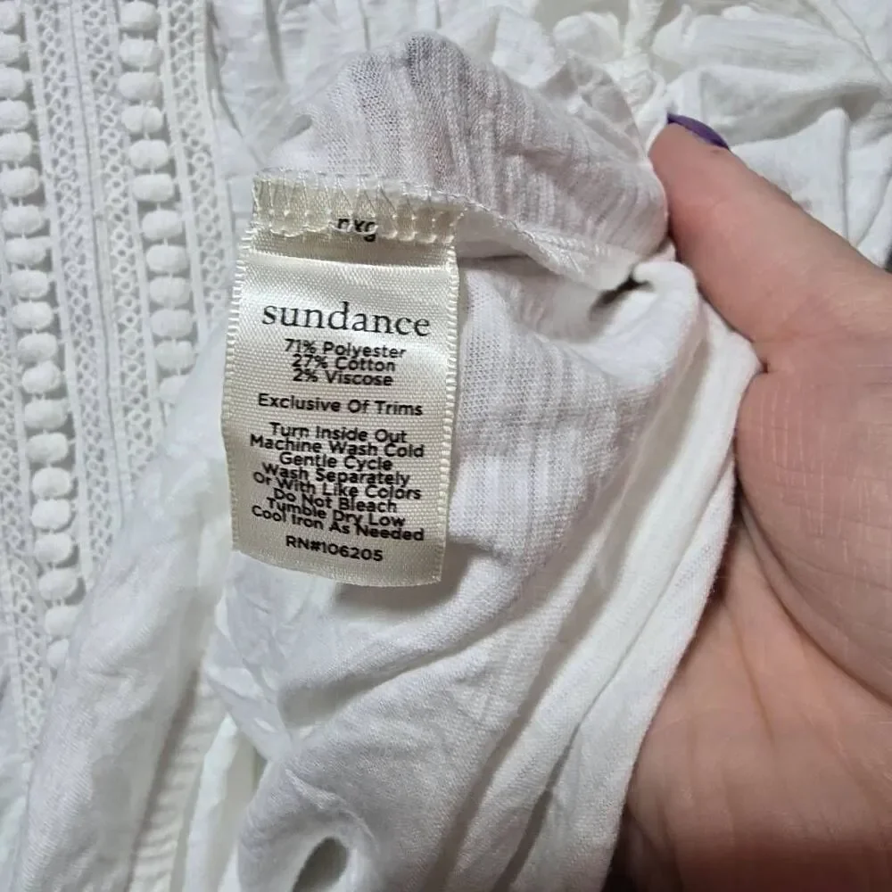 Sundance Romance White Textured Blouse Small Boho Indie Preppy Spring Summer - Picture 5 of 5